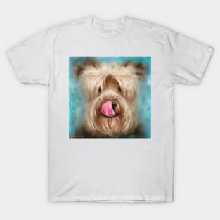 Painting of an Adorable Yorkshire Terrier with its Tongue out T-Shirt